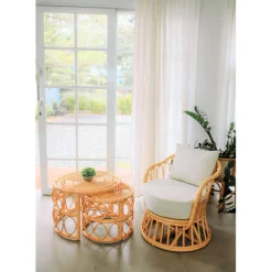 3S. x Home Le set de tables basses SALAWATI design épuré et sa structure en rotin Sale