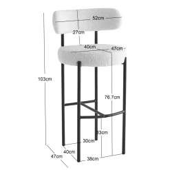 3S. x Home Le tabouret de bar LARS design scandinave élégant assise garnie premium avec une mousse ultra-dense Best