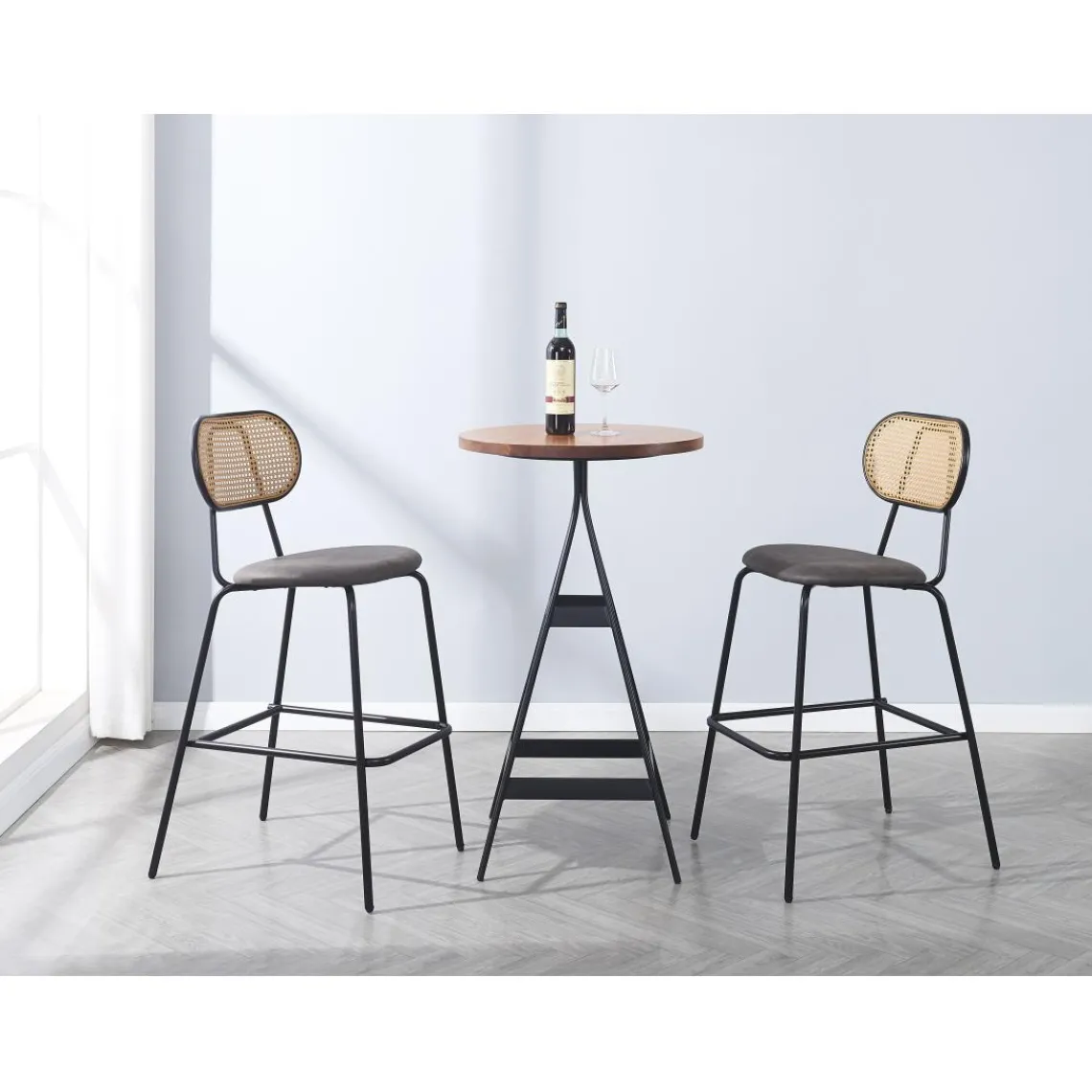 3S. x Home Le tabouret de bar OREBRO design industriel élégant assise garnie de mousse ultra-dense Hot