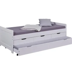 3S. x Home Lit à tiroirs 90x200 cm pin massif blanc Best