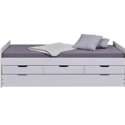 3S. x Home Lit à tiroirs 90x200 cm pin massif blanc Best