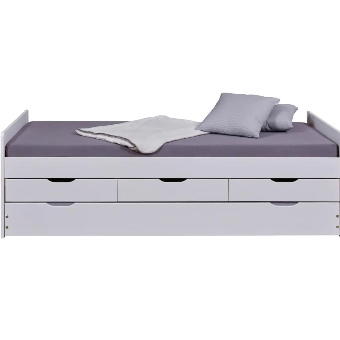 3S. x Home Lit à tiroirs 90x200 cm pin massif blanc Best