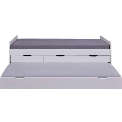 3S. x Home Lit à tiroirs 90x200 cm pin massif blanc Best