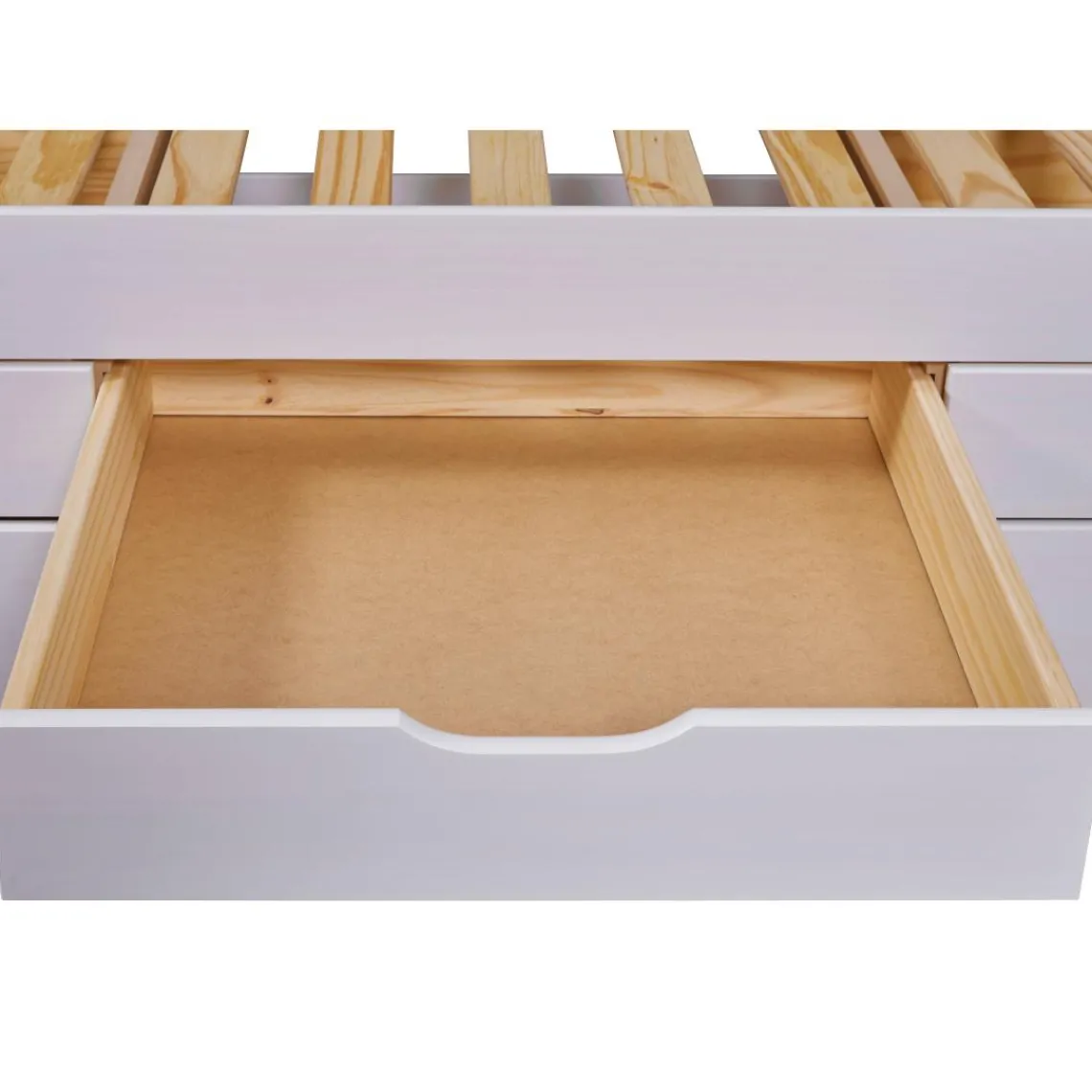 3S. x Home Lit à tiroirs 90x200 cm pin massif blanc Best