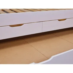 3S. x Home Lit à tiroirs 90x200 cm pin massif blanc Best