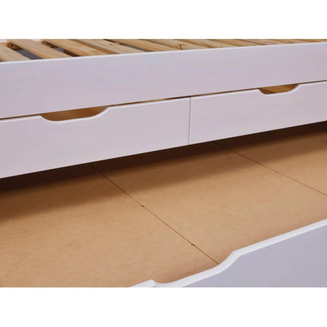 3S. x Home Lit à tiroirs 90x200 cm pin massif blanc Best