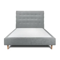Wtb Lit avec tête de lit capitonnee tissu et sommier gris anthracite Hot