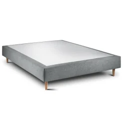 Wtb Lit avec tête de lit capitonnee tissu et sommier gris anthracite Hot