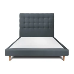 Wtb Lit avec tête de lit capitonnee velours et sommier tapissier gris anthracite Best