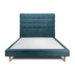 Wtb Lit avec tête de lit capitonnee bouclette et sommier tapissier Bleu Online