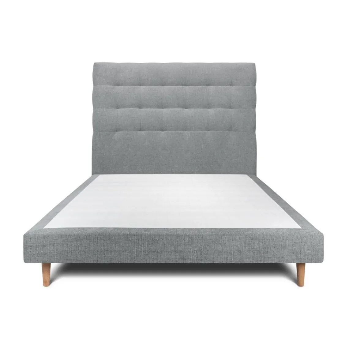 Wtb Lit avec tête de lit capitonnee tissu et sommier tapissier gris anthracite Hot