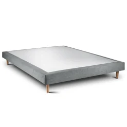 Wtb Lit avec tête de lit capitonnee tissu et sommier tapissier gris anthracite Hot