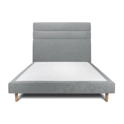 Wtb Lit avec tête de lit lignes tissu et sommier tapissier anthracite