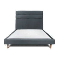 Wtb Lit avec tête de lit lignes velours et sommier tapissier gris anthracite New