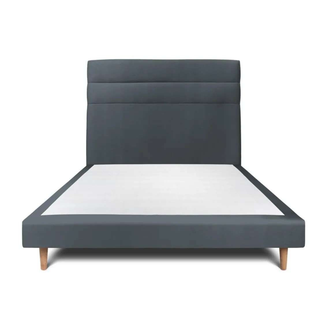 Wtb Lit avec tête de lit lignes velours et sommier tapissier gris anthracite New