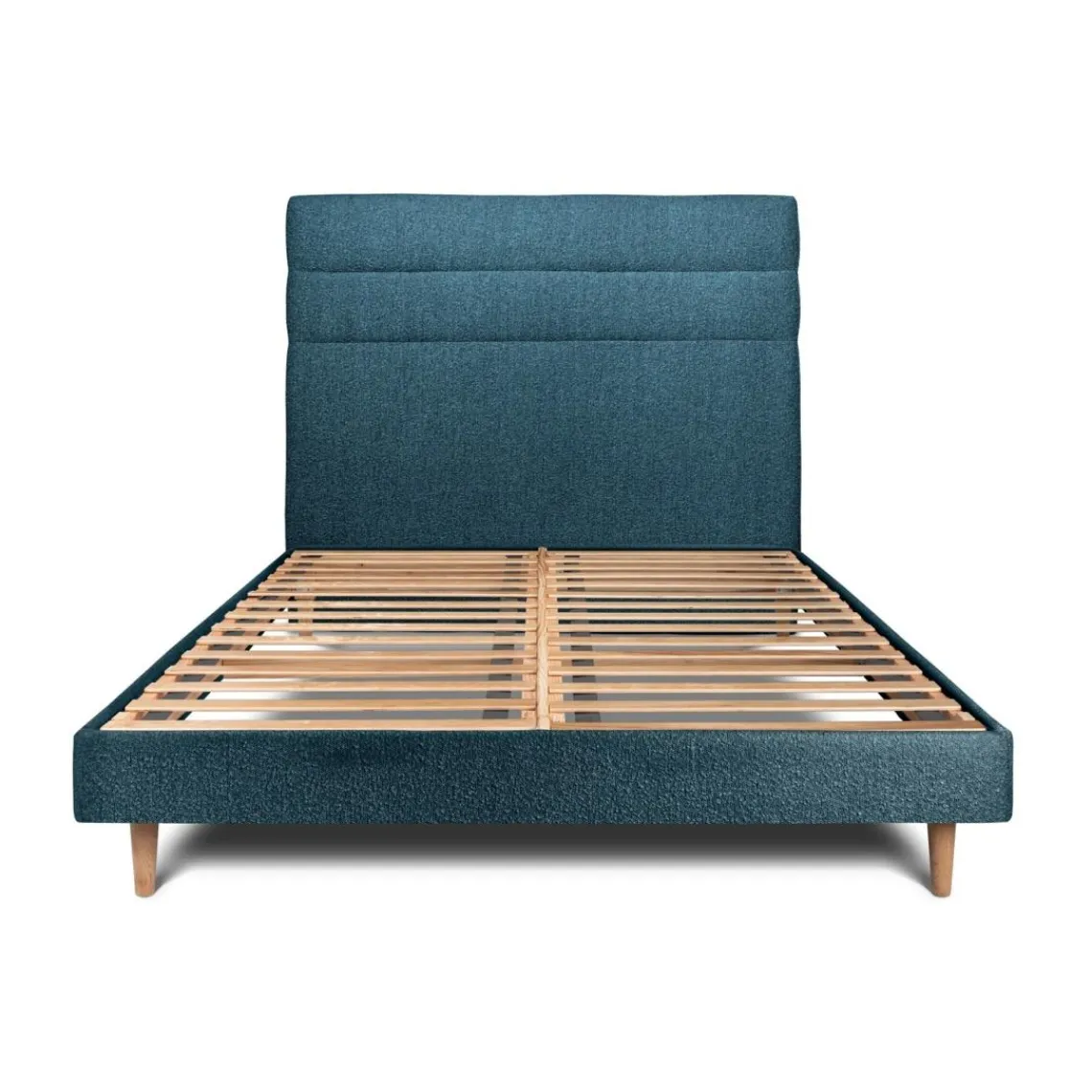 Wtb Lit avec tête de lit lignes bouclette et sommier kit Bleu Discount