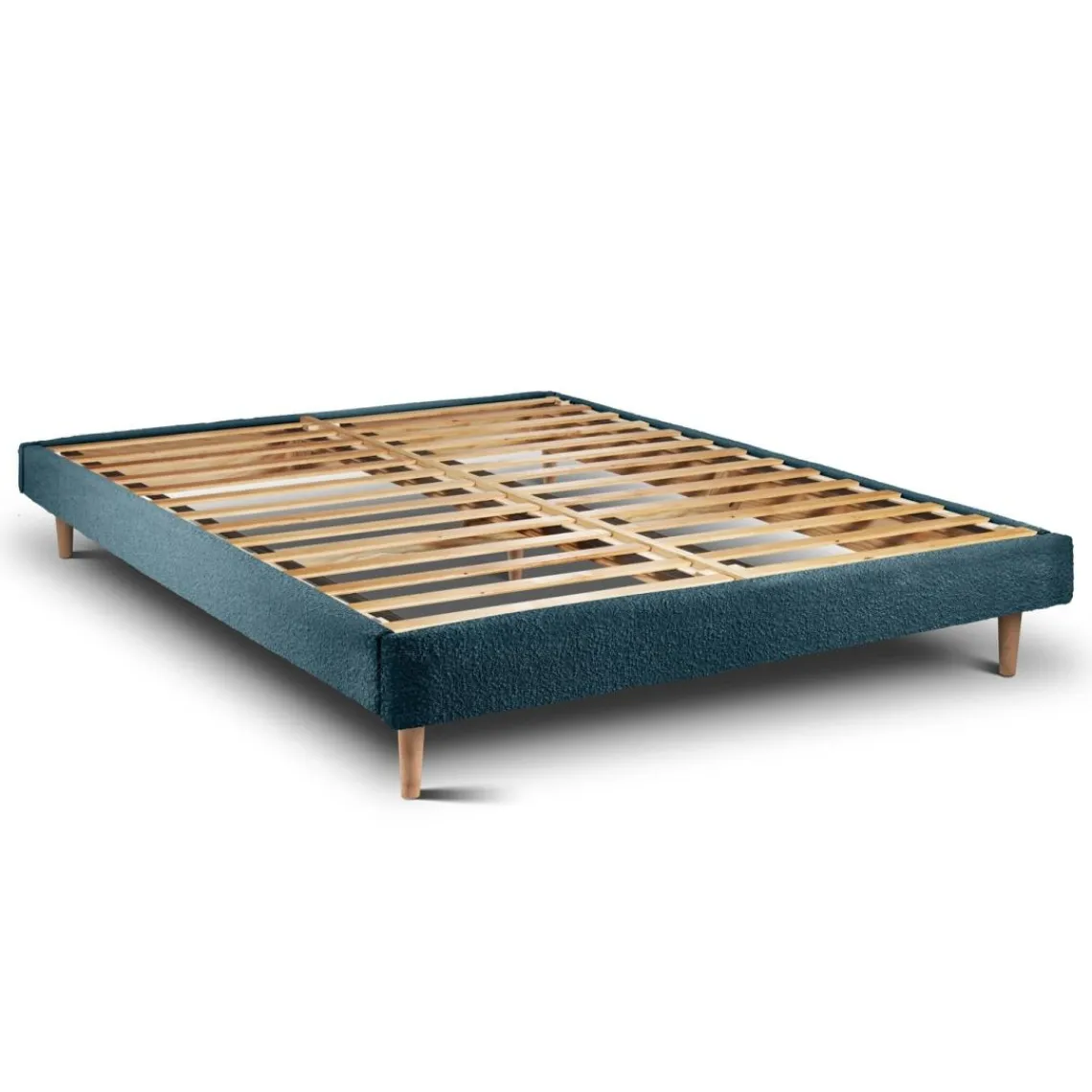 Wtb Lit avec tête de lit lignes bouclette et sommier kit Bleu Discount