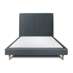 Wtb Lit avec tête de lit tapissier velours et sommier tapissier gris anthracite Hot