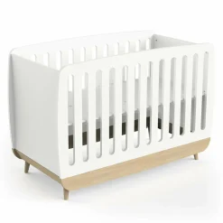 3 SUISSES Lit Bébé FIRMIANA blanc et pin naturel Clearance