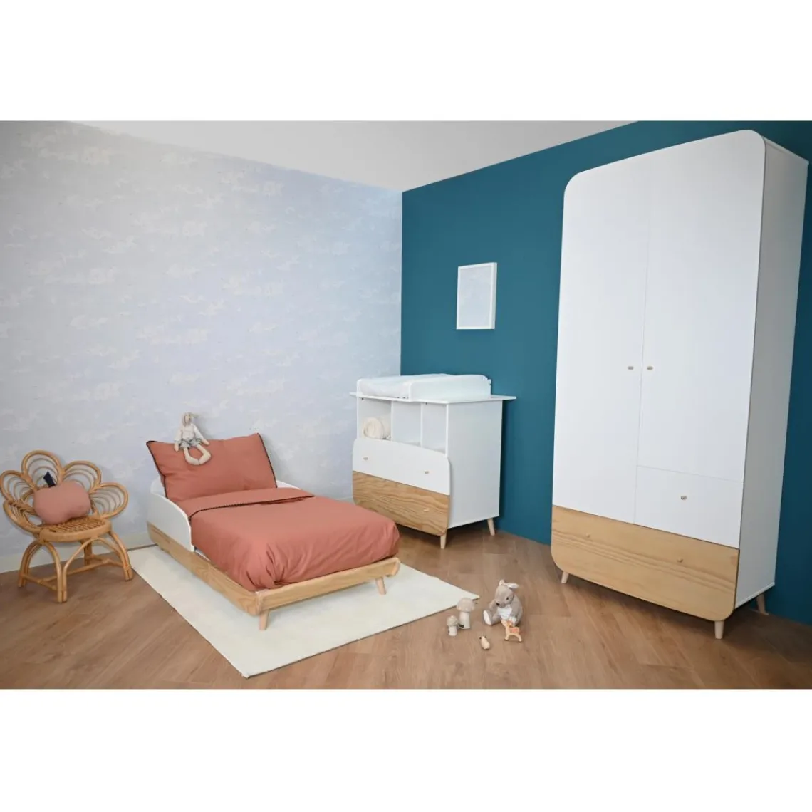 3 SUISSES Lit bébé FIRMIANA complet avec kit évolutif inclus