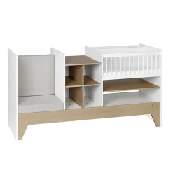 3S. x Home Lit bébé évolutif combiné Blanc & bois ECRIN Outlet