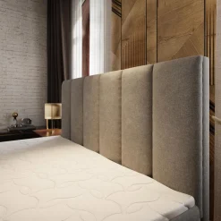 3S. x Home Lit boxspring avec matelas et sur-matelas inclus MERIL 180x220cm Tissu Gris