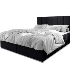 3S. x Home Lit boxspring avec matelas et sur-matelas inclus MERIL 180x220cm Simili Noir Best