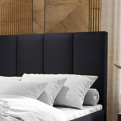 3S. x Home Lit boxspring avec matelas et sur-matelas inclus MERIL 180x220cm Simili Noir Best