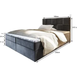 3S. x Home Lit boxspring avec matelas et sur-matelas inclus PRATA 160x220cm Velours Taupe New