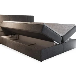 3S. x Home Lit Boxspring NALZEN 180cm Tissu Gris Clearance