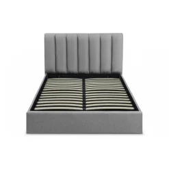 3S. x Home Lit Coffre + Sommier Tissu DREAMY 140cm Gris Discount