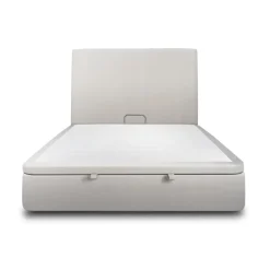 Wtb Lit coffre avec tête de lit tapissier Velours Gris clair