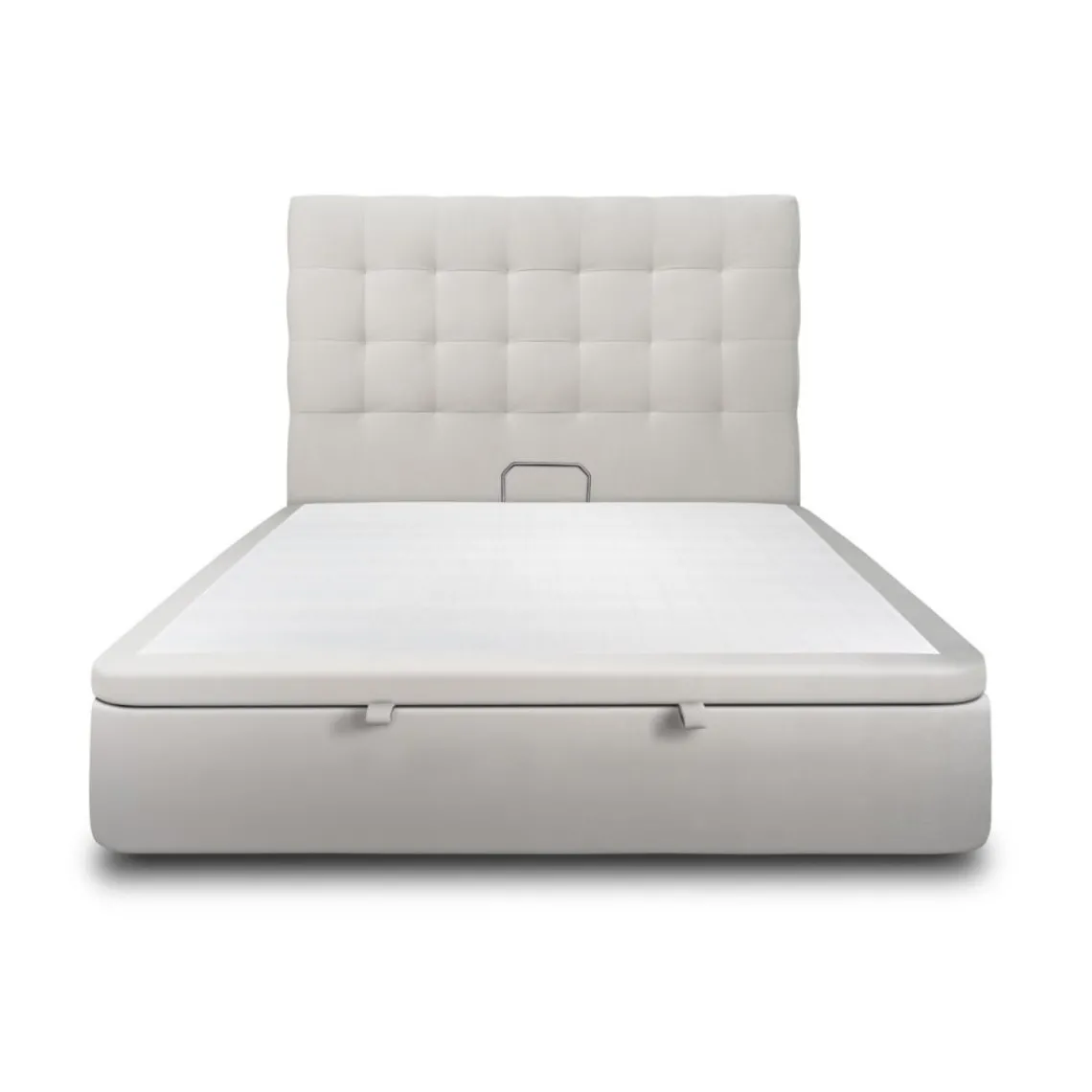 Wtb Lit coffre avec tête de lit capitonnee Velours Gris clair New