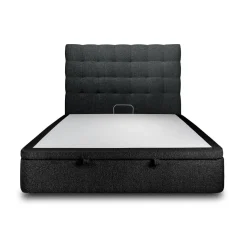 Wtb Lit coffre avec tête de lit capitonnee Bouclette Noir