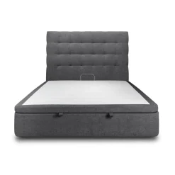 Wtb Lit coffre avec tête de lit capitonnee Tissu Noir Best