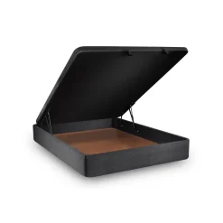 Wtb Lit coffre avec tête de lit capitonnee Tissu Noir Best