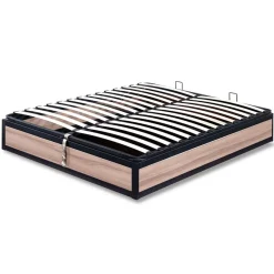 SAMPUR Lit coffre boston bois clair Discount