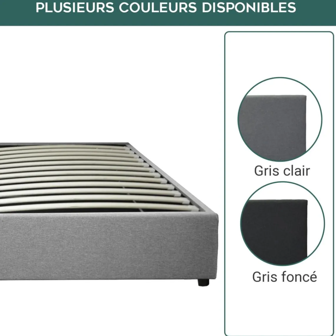 SAMPUR Lit coffre cancun tissu gris clair Best