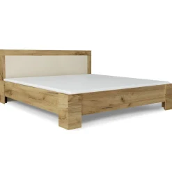 3S. x Home Lit complet avec sommier 160x200cm et tête de lit Chêne clair