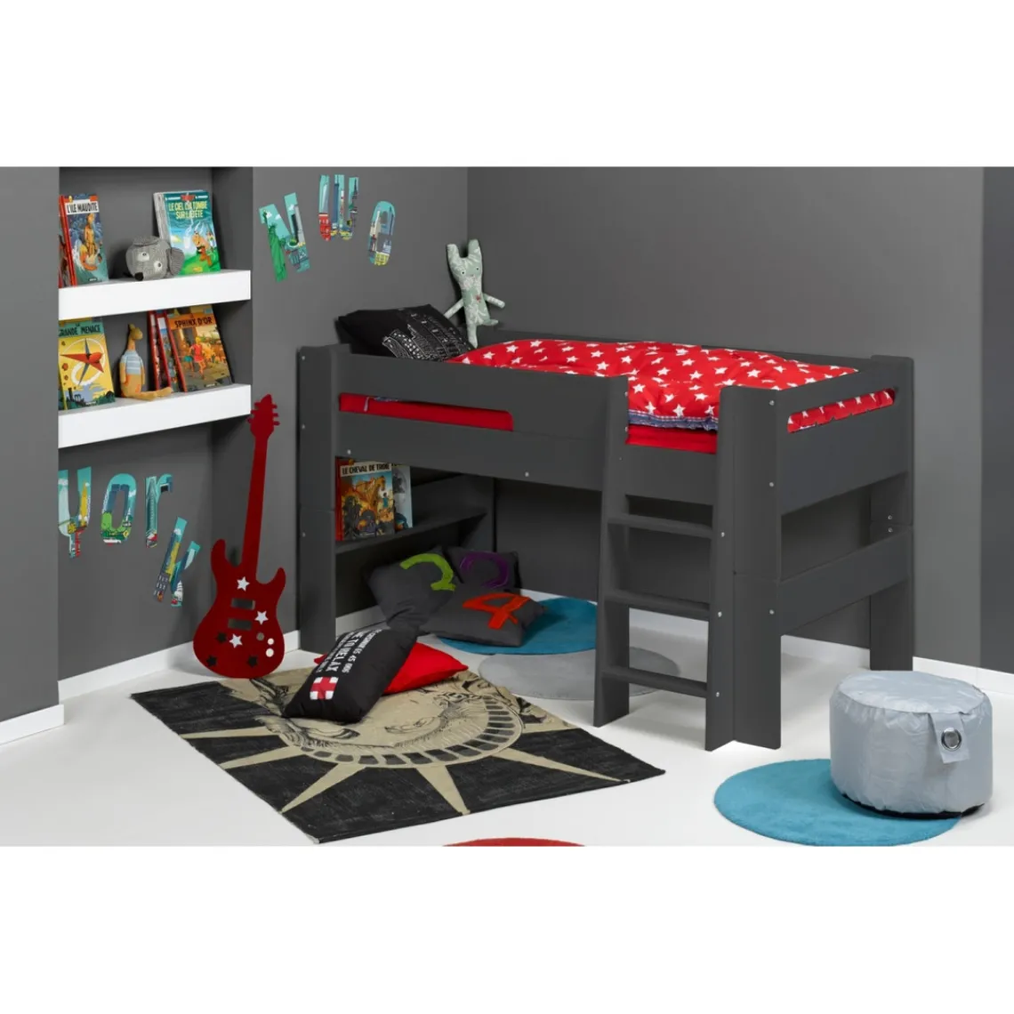 3S. x Home Lit demi Hauteur 90 x 190 gris Outlet