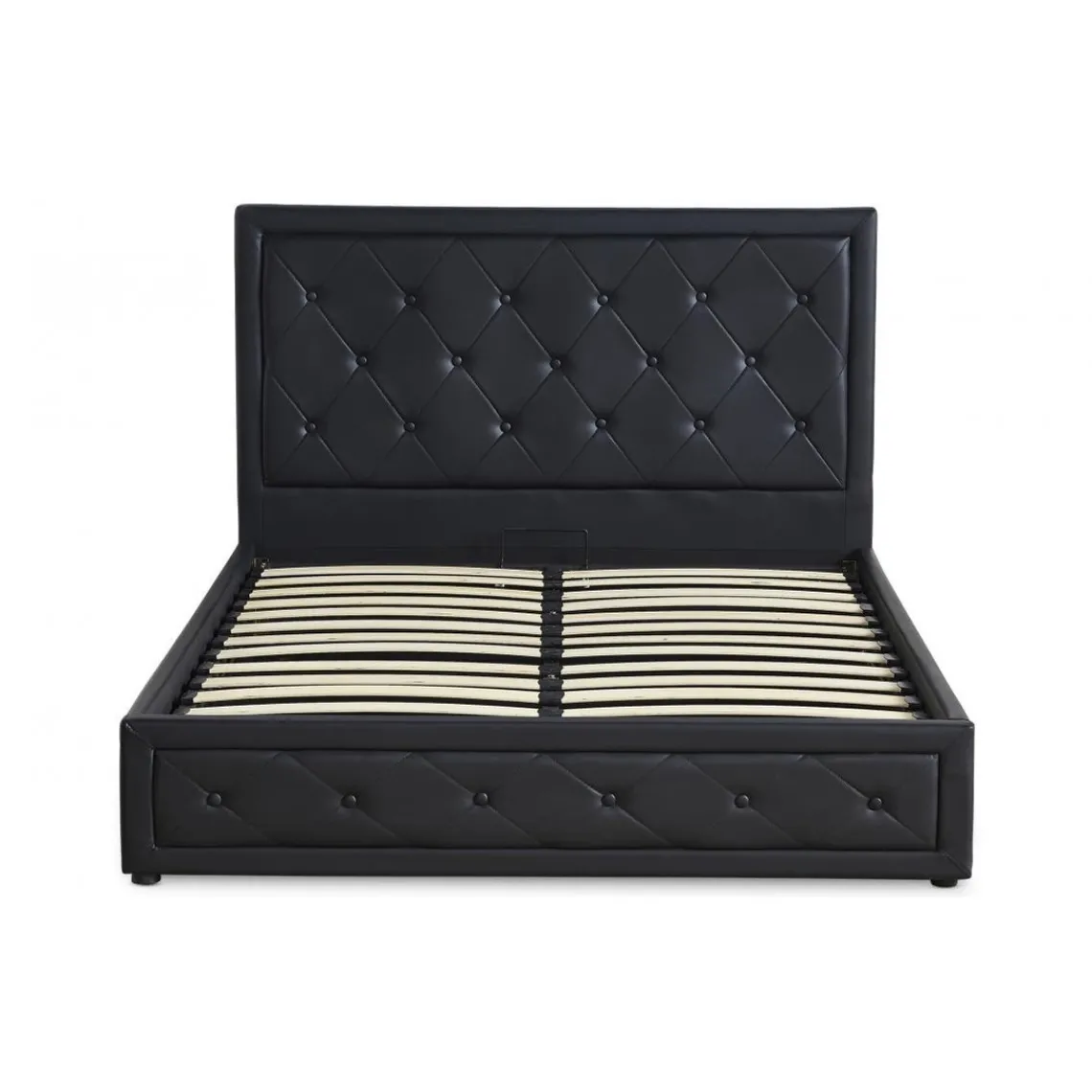 3S. x Home Lit double GRIMALI avec sommier relevable 160x200cm Simili Noir