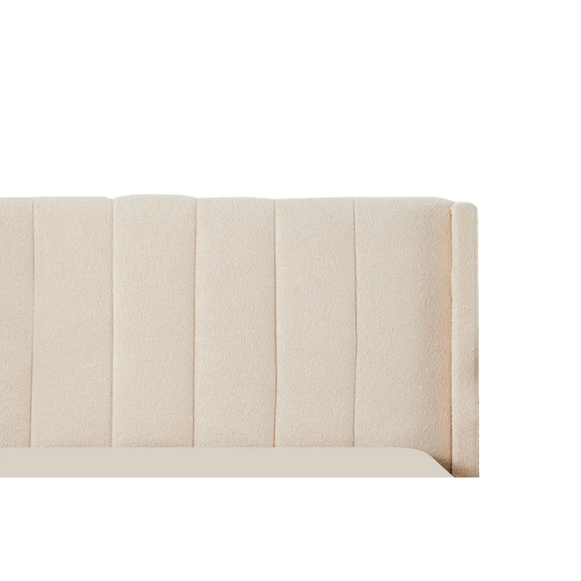 3S. x Home Lit double Magorial avec sommier relevable Tissu Bouclette Crème Outlet