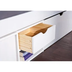 3S. x Home Lit En Bois Avec 4 Espaces De Rangement 90x200 KALO Blanc Best