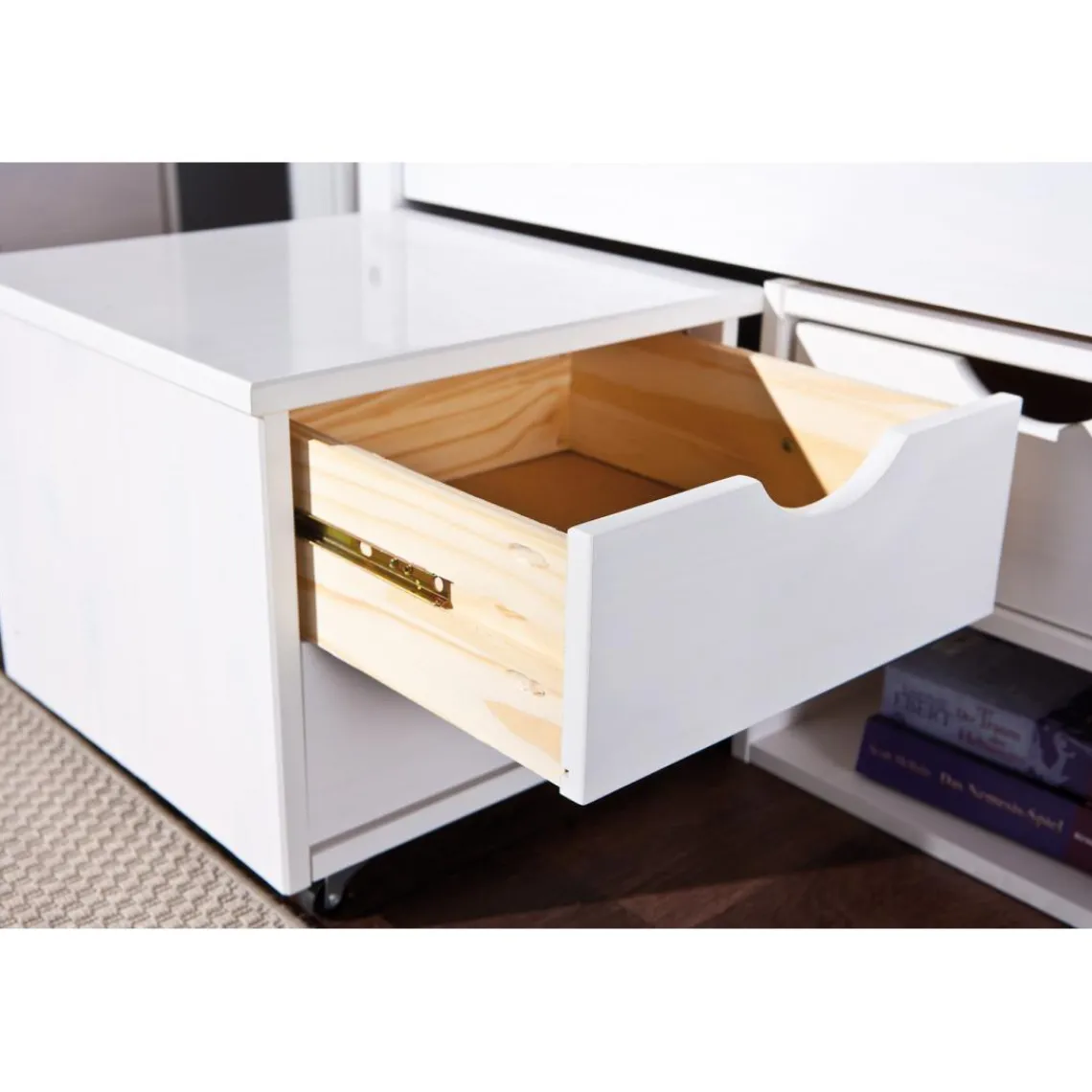 3S. x Home Lit En Bois Avec 4 Espaces De Rangement 90x200 KALO Blanc Best