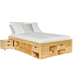 3S. x Home Lit en Pin Massif avec tiroirs de rangement IRIVO bois Best