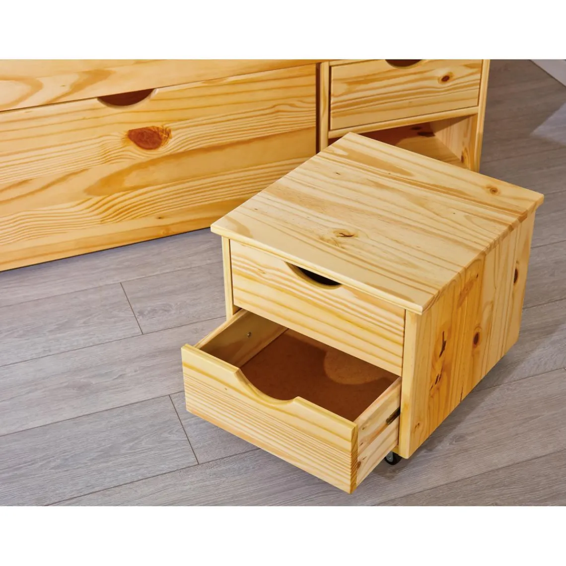 3S. x Home Lit en Pin Massif IRIVO avec tiroirs de rangement Outlet