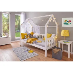 3S. x Home Lit FUNKY HOUSEBED 90x200cm blanc sanc sommier Outlet