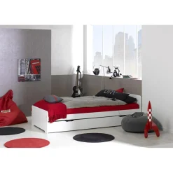 3S. x Home Lit gigogne 90x190 cm avec sommier FEROE Blanc