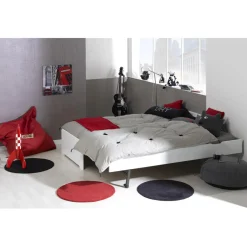 3S. x Home Lit gigogne 90x200 cm avec sommier FEROE Blanc Best