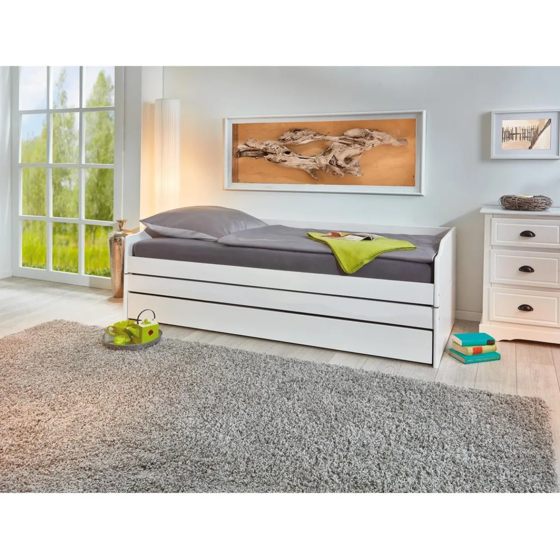 3S. x Home Lit multifonction 90x200 LORA Blanc